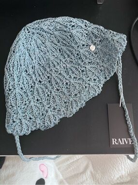 Elegant Korean Raive Blue Crochet Hat